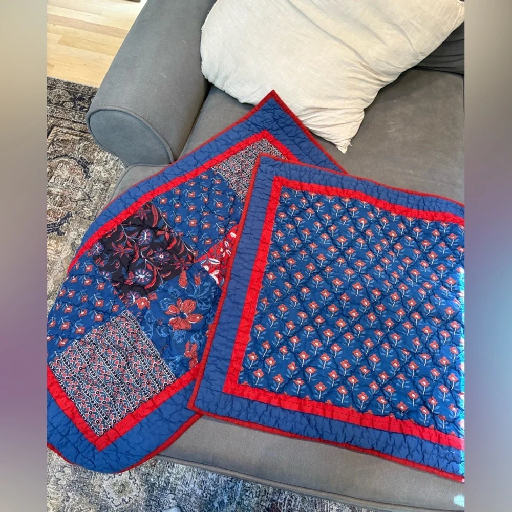 The Company Store Quilted Blue & Red Sham Covers Square & Rectangle